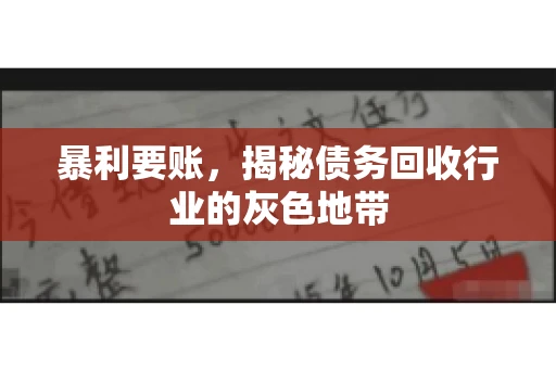 暴利要账,揭秘债务回收行业的灰色地带 暴利要账,揭秘债务回收行业的灰色地带